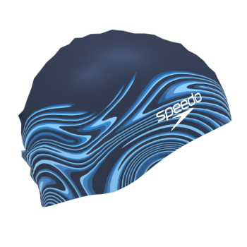 Speedo ELASTOMERIC PRINTED CAP - PEACOAT RIPTIDE BLUR