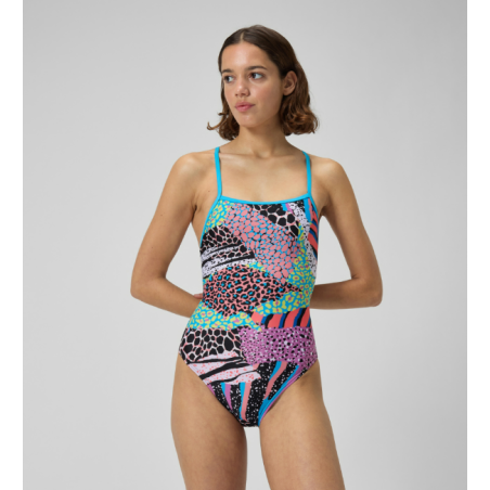 Speedo PRINTED DOUBLE X BACK - MONTAGE MAYHEM-MULTI