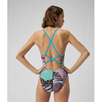 Speedo PRINTED DOUBLE X BACK - MONTAGE MAYHEM-MULTI