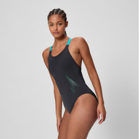 Speedo solid Pleaderback Black & blue