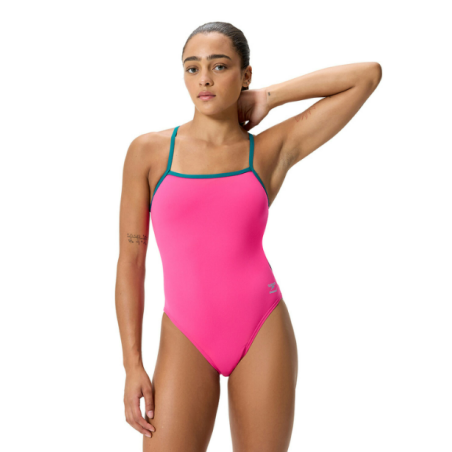 Speedo solid tri back Punchy Pink
